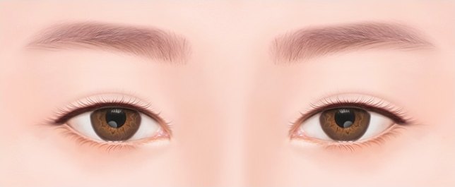 쌍꺼풀 라인이 풀려 선이 희미해진 눈 일러스트