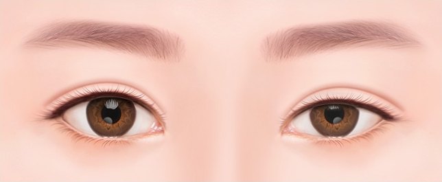 좌우 쌍꺼풀 높이가 다른 비대칭 눈 일러스트