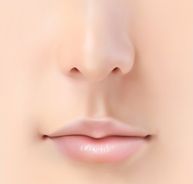 수술 전 — 인중이 길어 보이는 코와 입술 클로즈업 일러스트